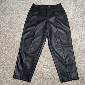 BCBGeneration Black Faux Leather Pleated 4 Pocket Ankle Pant Size S